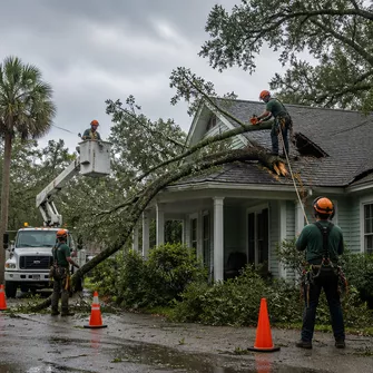 Emergency tree removal after storm damage in Beaufort