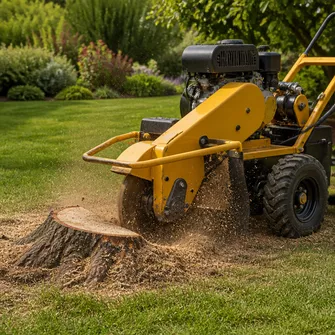 Stump grinding in a residential garden in Clunes