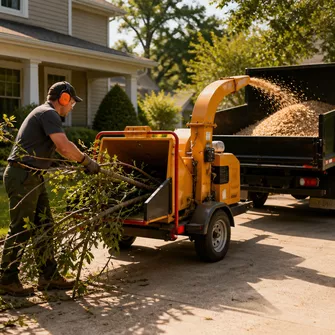 Tree removal near a residential property in Greendale, showing careful work.